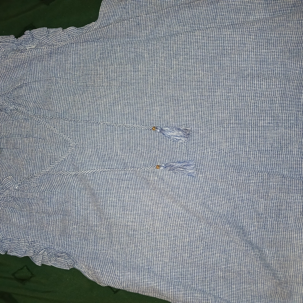 NWOT Ellen Tracy Linen Blue & White Gingham Check Top XL - Picture 12 of 12